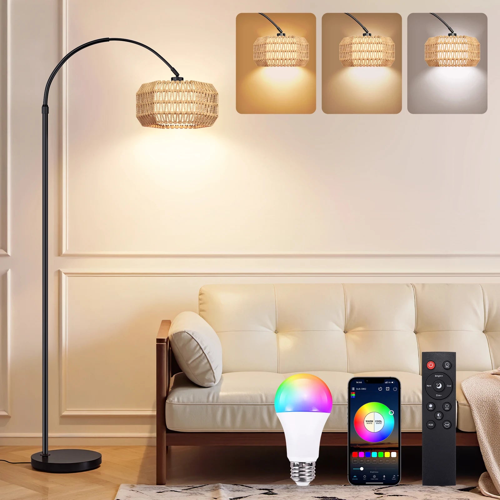 LumaHaven Smart RGB LED Corner Floor Lamp