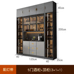 Luxury Wooden Wine Display Cabinet with Tempered Glass Doors & 5-Tier Storage