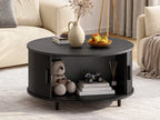Oakridge Fluted Round Coffee Table with Hidden Storage