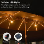 Solara 15FT Double-Sided Patio Umbrella with Solar LED Lighting