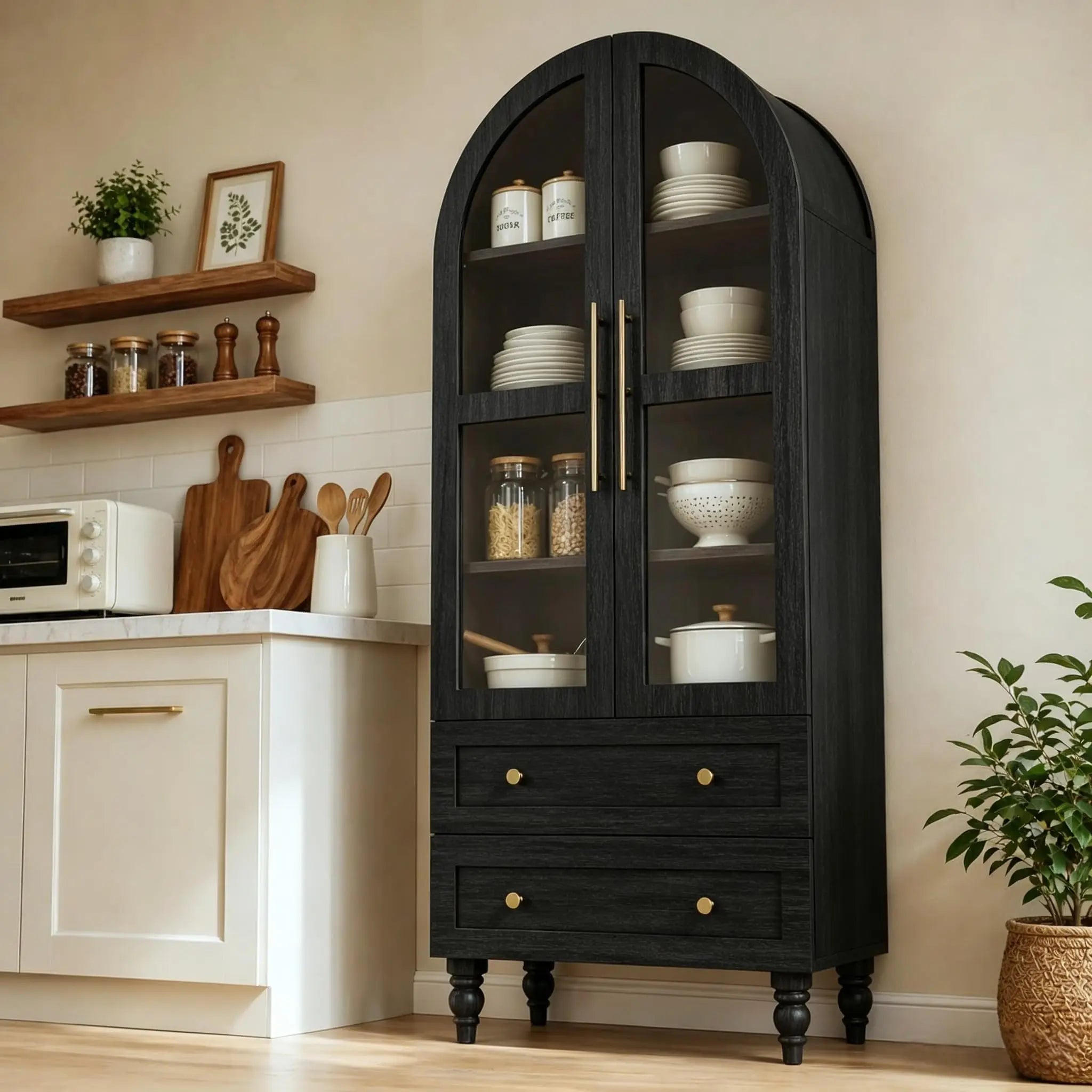 Heritage Glass Door Pantry Cabinet