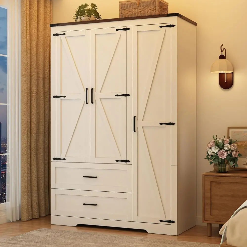 Haven Ridge Manor Wardrobe Armoire – 3 Door Storage Cabinet