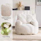 Soft and fluffy corduroy memory foam beanbag chair; comfortable velvet single-seater sofa for adults—ideal for home relaxation and gaming.
