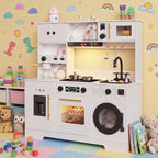 8-in-1 Wooden Kids Play Kitchen with Lights & Sounds