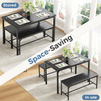 3-Piece Space-Saving Dining Table & Bench Set