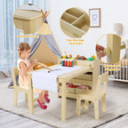 Wooden Kids Art Table & Chair Set with Storage