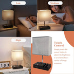 LumiHaven Touch Control Bedside Lamp with USB Charging Ports