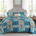 Haven Meadow Boho Floral Quilt Set – 3 Piece