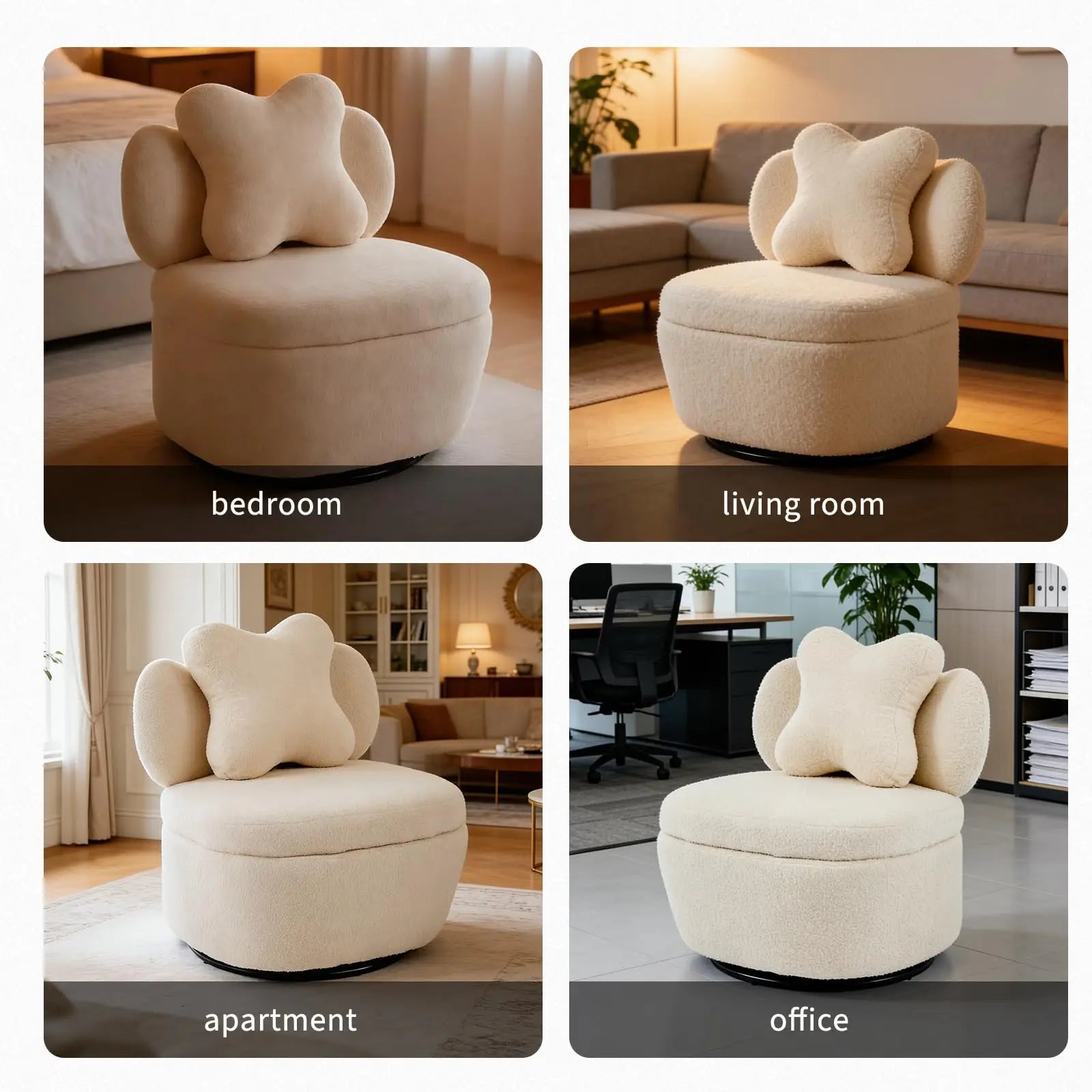 Cozy Curve Swivel Accent Chair with Hidden Storage