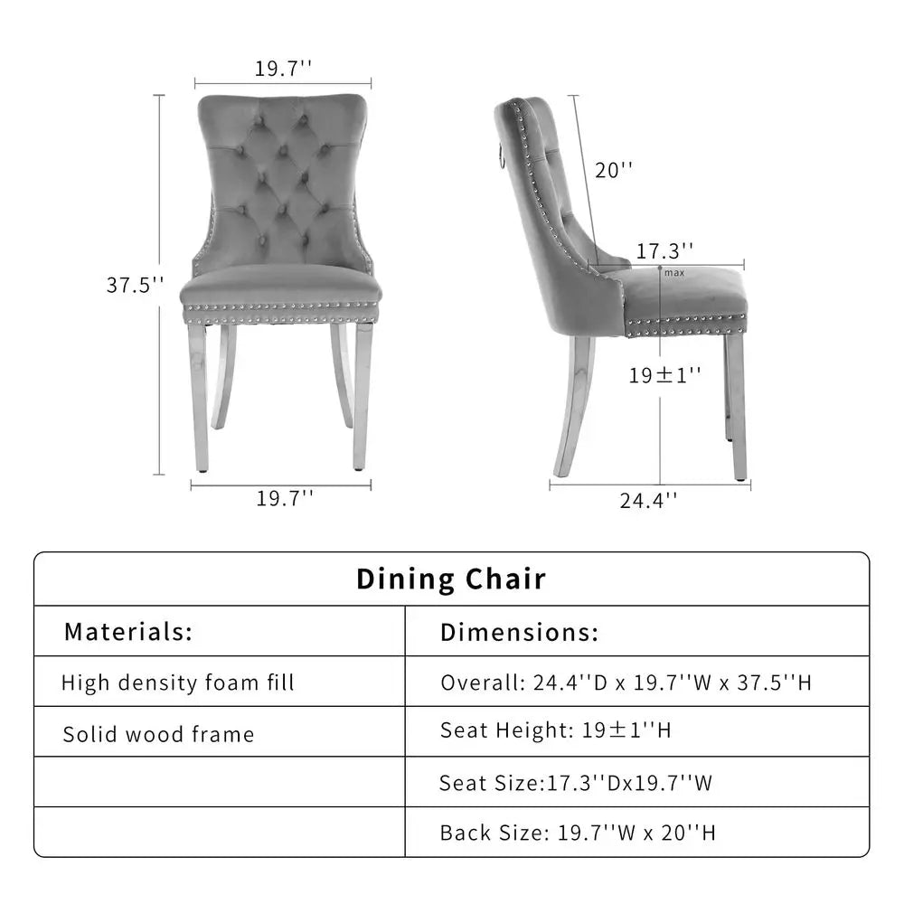 Luxe Haven Velvet Tufted Wingback Dining Chairs