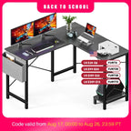 L-Shaped Corner Computer Desk with CPU Shelf & Side Storage