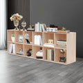 12 Compartments 70.87*11.81*23.62in Solid Wood Bookcase with 4 Protective Covers for Living Rooms, Bedrooms, Kitchens, Dining Rooms, Study Rooms