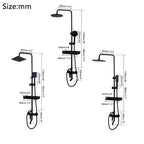 Matte Black Rainfall Shower System with Storage Shelf & Handheld Shower