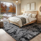 Tie-Dye Dark Gray Plush Shag Area Rug