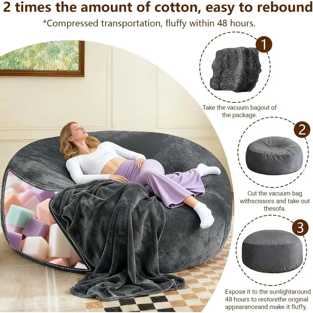 Big Bean Bag Chairs or Adults, Bean Bag Chair with iller Memory oam Chair Super Sot Plush, Living Room urniture, Suitable or Bed