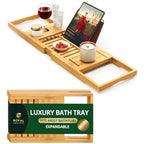 Serenity Retreat Foldable Bamboo Bath Caddy Tray