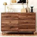 Mid-Century Walnut Wood Dresser – 6 Drawer