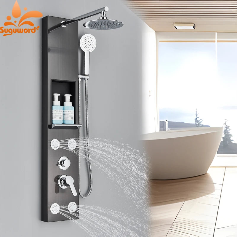 Cascade Spa Luxury Shower Panel System with LED Temperature Display