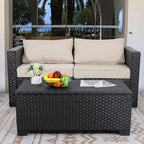 Woven Patio Coffee Table with Hidden Storage