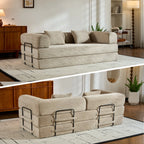 79" Folding Convertible Sofa Bed, Oversized Corduroy Futon Floor Couch, Boneless Loveseat for Small Spaces, Living Room, Bedroom