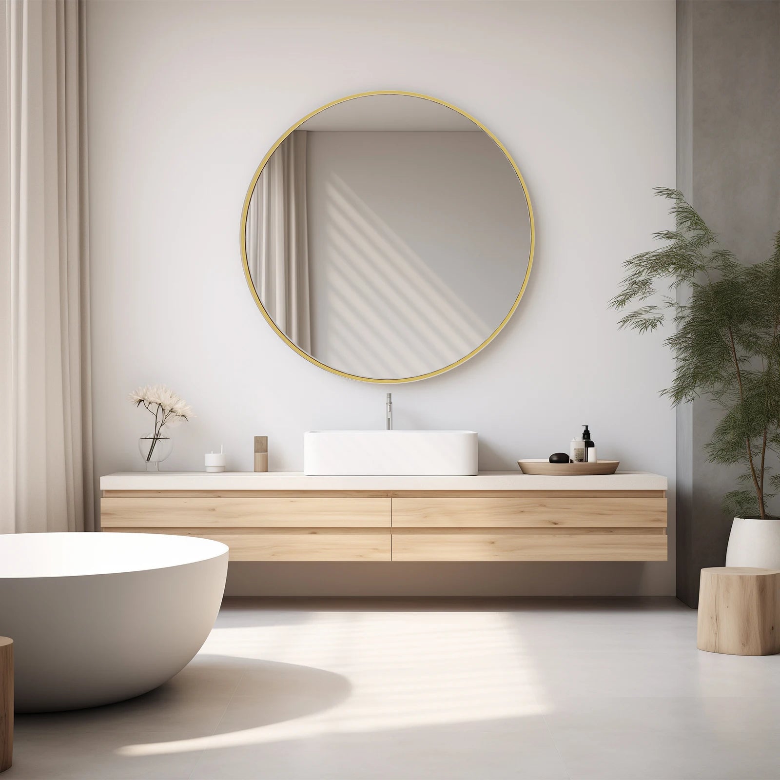 Golden Crest Round Wall Mirror