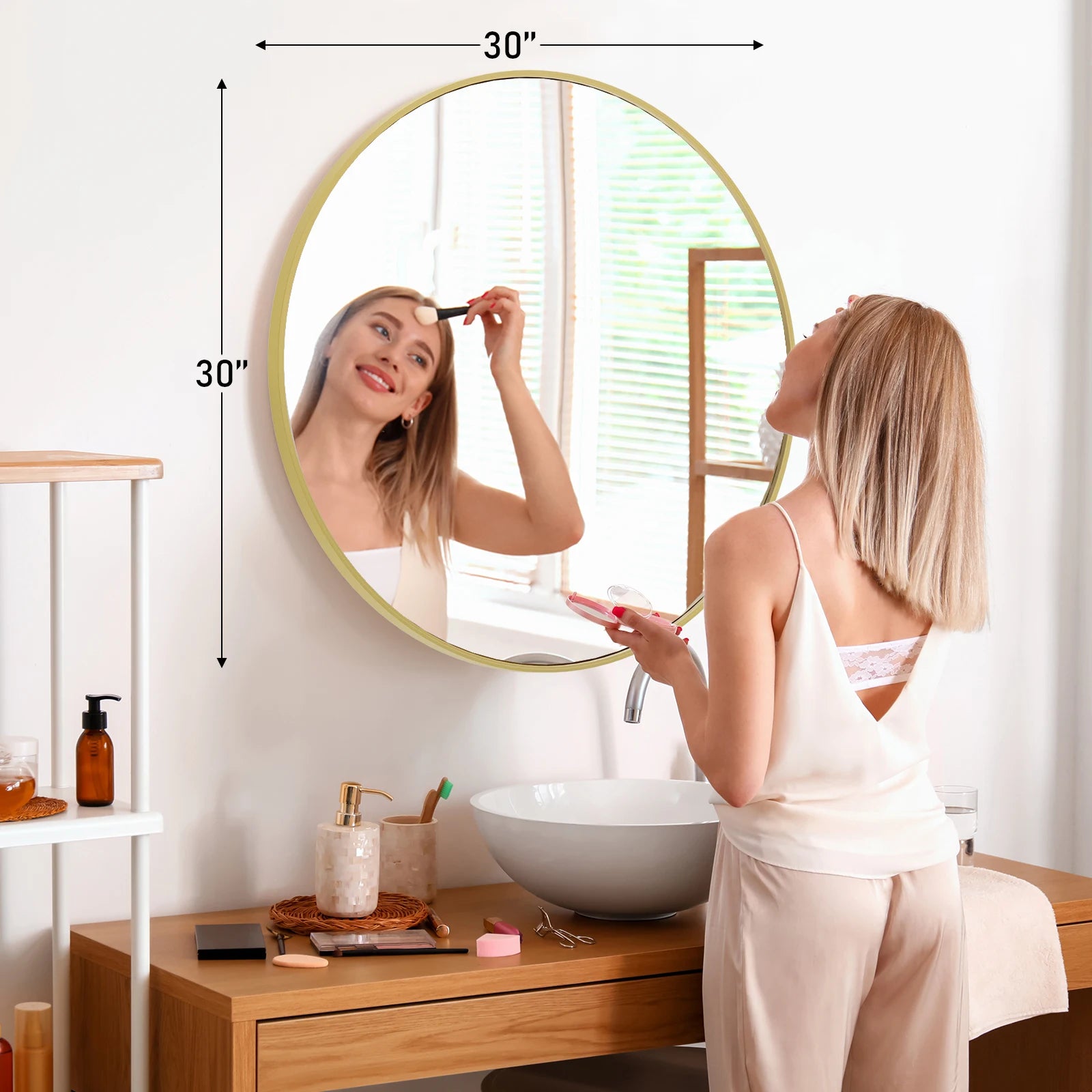Golden Crest Round Wall Mirror