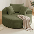 CloudNest Round Corduroy Chaise Lounge with Ottoman