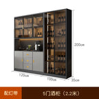 Luxury Wooden Wine Display Cabinet with Tempered Glass Doors & 5-Tier Storage