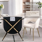Luxe Haven Cream Faux Leather Dining Chairs with Gold Legs