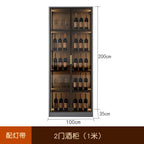 Luxury Wooden Wine Display Cabinet with Tempered Glass Doors & 5-Tier Storage