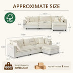 Oversized Modular Cloud Sectional Sofa with Storage Ottoman