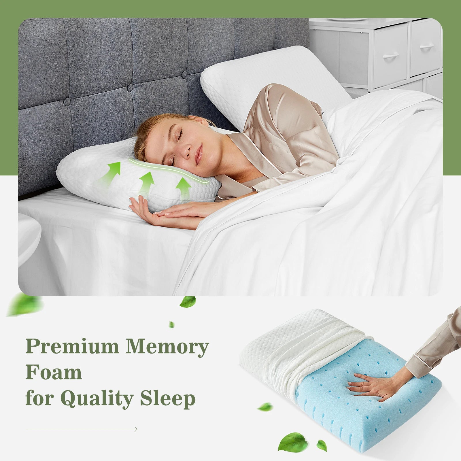 Haven CloudRest Memory Foam Bed Pillow Set – 2 Pack