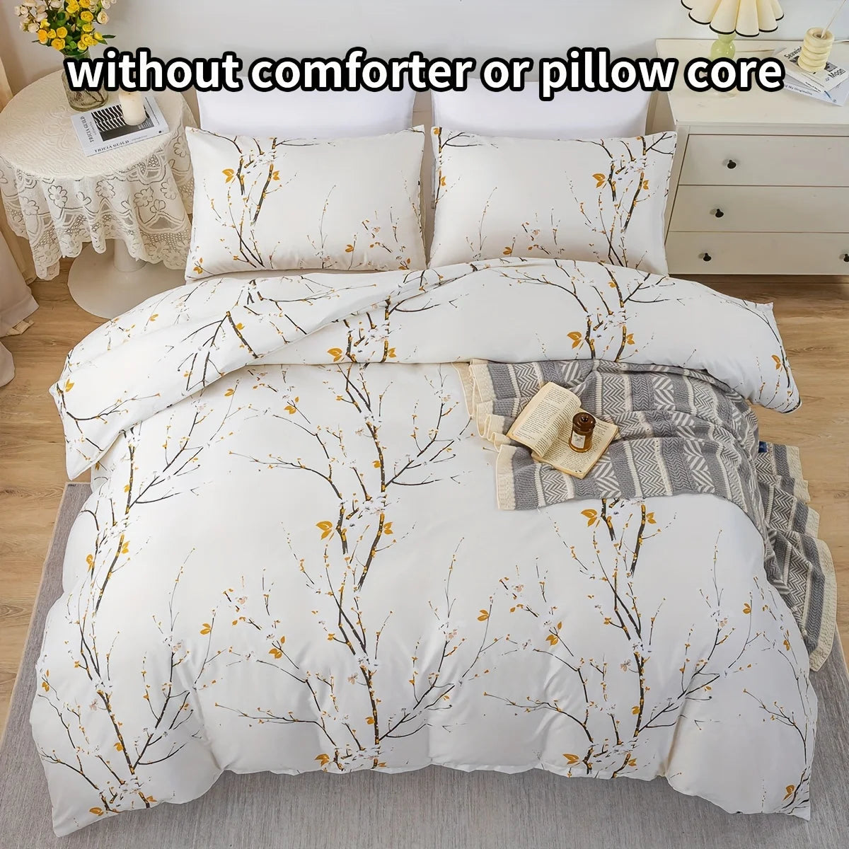 Plum Blossom Haven 3-Piece Duvet Cover Set