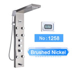 Cascade Luxe LED Shower Panel System with Digital Temperature Display & SPA Massage Jets