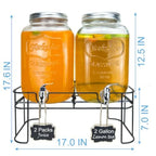 Willow Ridge Entertain Glass Beverage Dispenser Set with Stands – 2 Piece