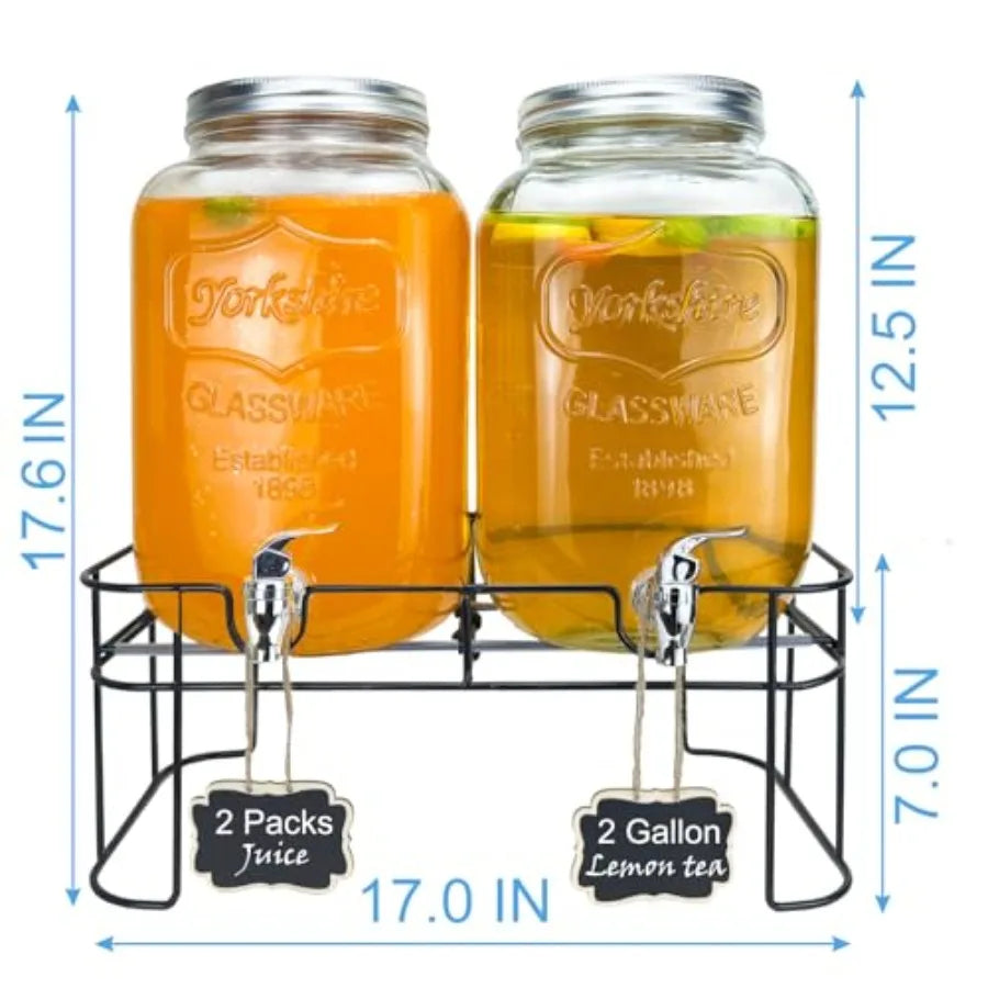 Willow Ridge Entertain Glass Beverage Dispenser Set with Stands – 2 Piece