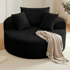 CloudNest Round Corduroy Chaise Lounge with Ottoman