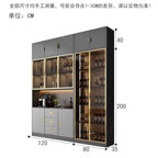 Luxury Wooden Wine Display Cabinet with Tempered Glass Doors & 5-Tier Storage