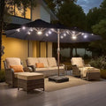 Solara 15FT Double-Sided Patio Umbrella with Solar LED Lighting