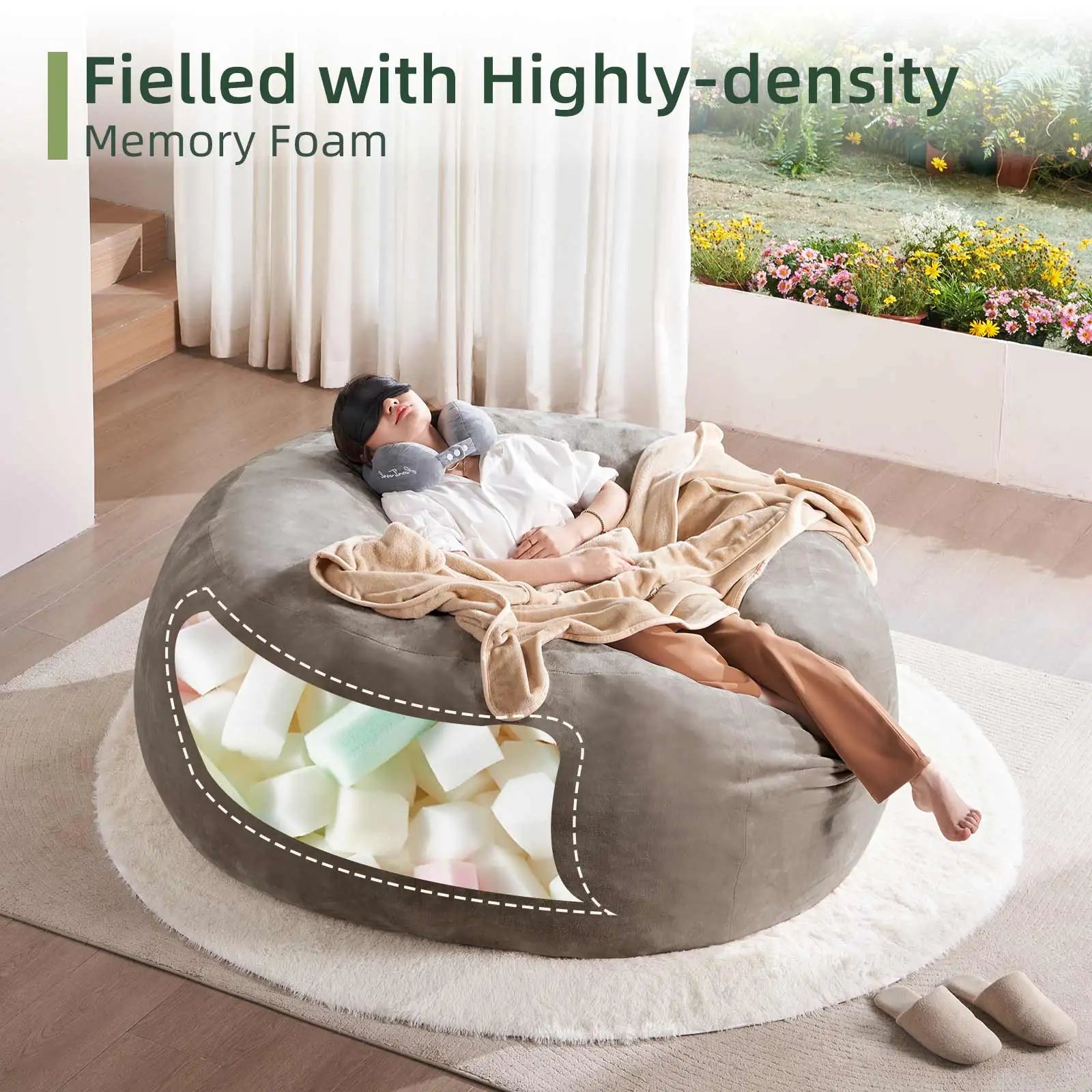 CloudNest 6-Foot Memory Foam Bean Bag Chair