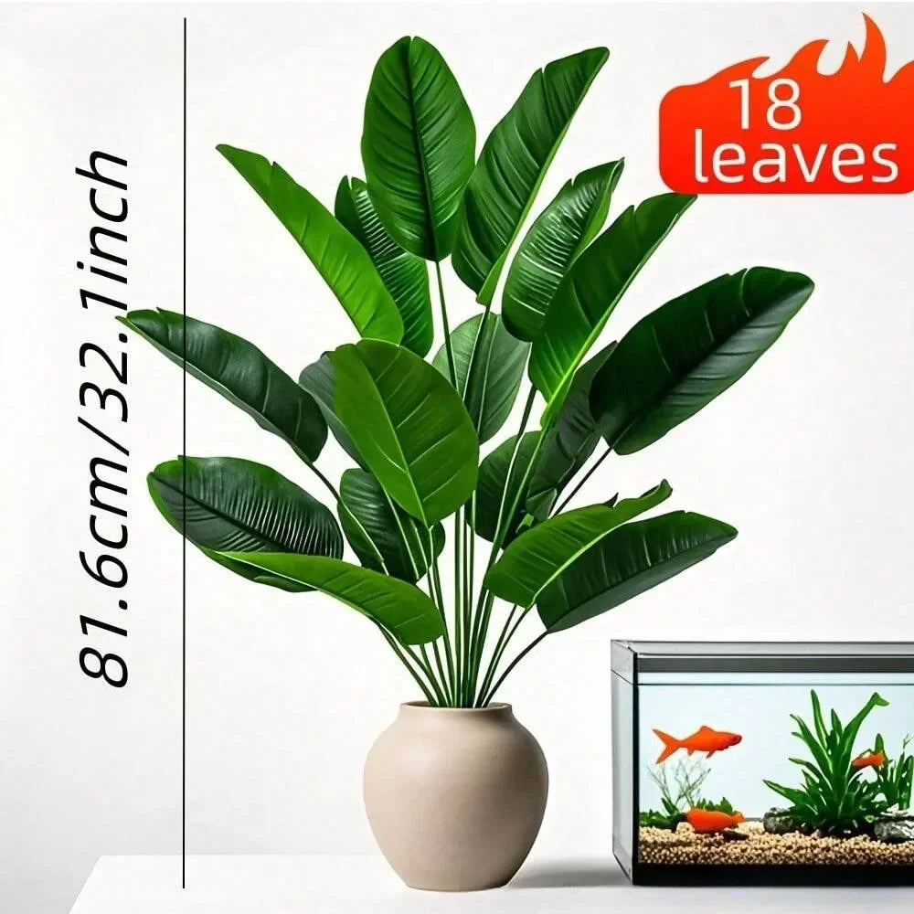 Tropical Oasis Faux Banana Palm Tree – 18 Leaf Artificial Floor Plant