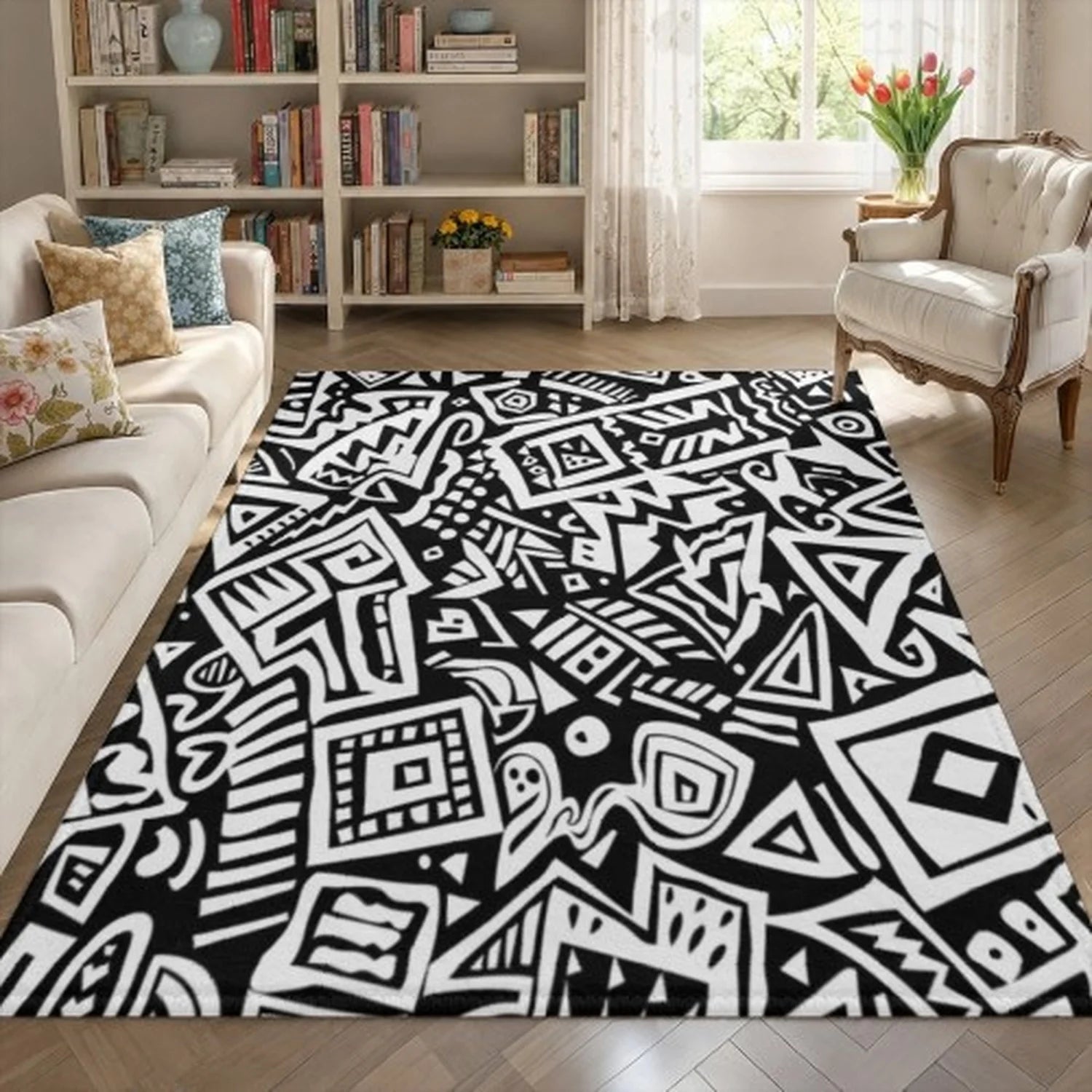 Pumpkin & Haunted House Halloween Rug – Quirky Fall Seasonal Décor