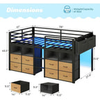 ADORNEVE Low Lot Bed Twin Size with 8 Storage Ders or Kids, Natural | Storage Bookcases, LED Lights, 14" H Saety Guardrail, Spac
