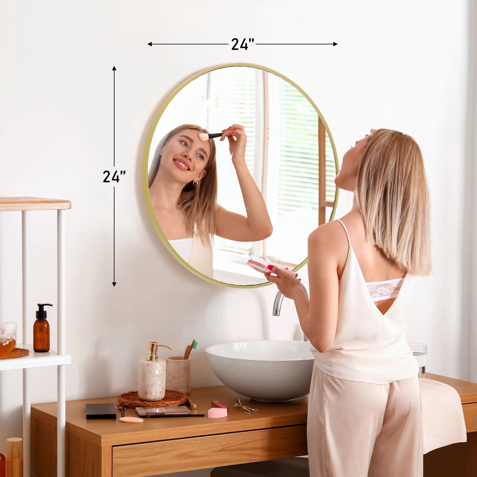Golden Crest Round Wall Mirror
