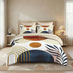Mid-Century Sun & Leaf Comforter Bedding Set