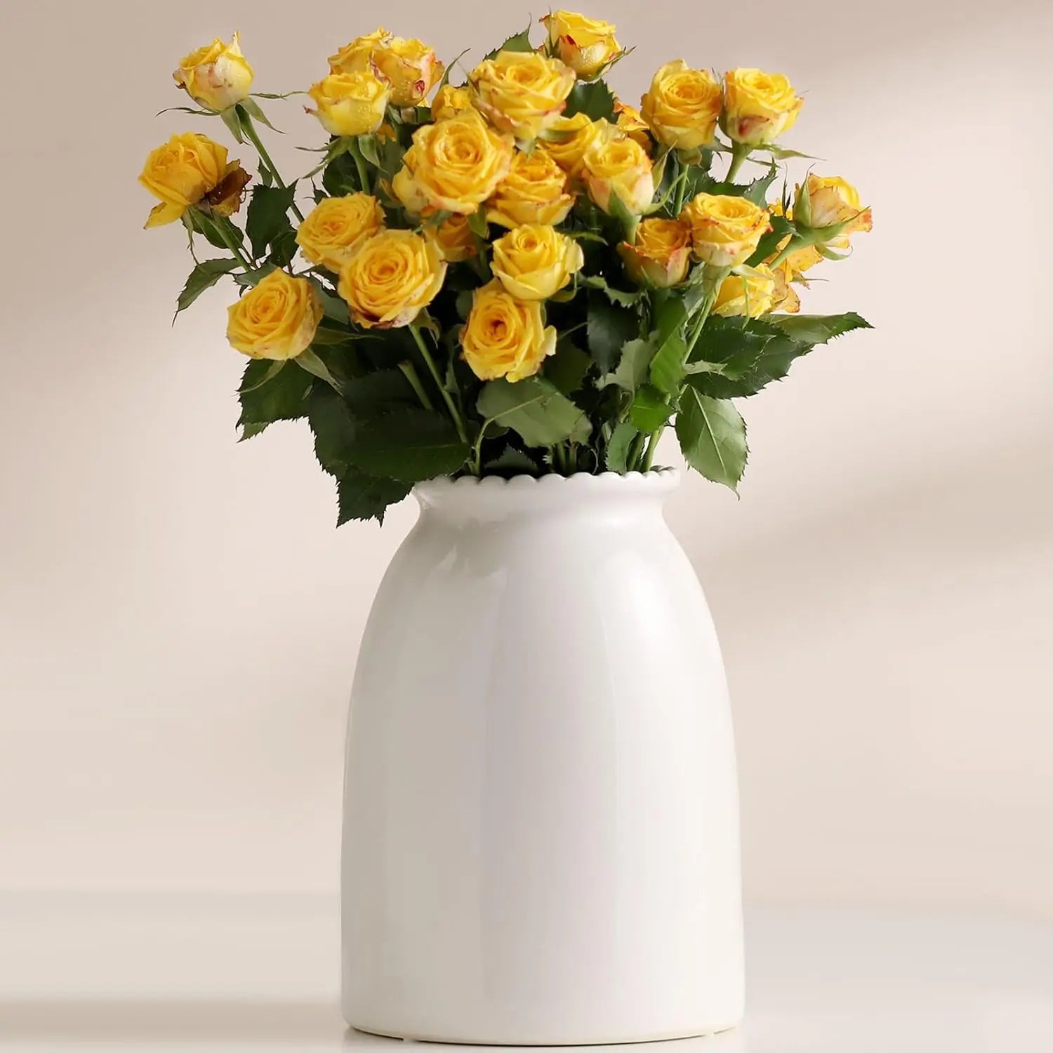 Haven Ridge Modern White Ceramic Flower Vase