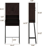 Farmhouse Over Toilet Storage Cabinet, Metal Frame with Barn Doors, Space-Saving Bathroom Rack