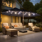 Solara 15FT Double-Sided Patio Umbrella with Solar LED Lighting