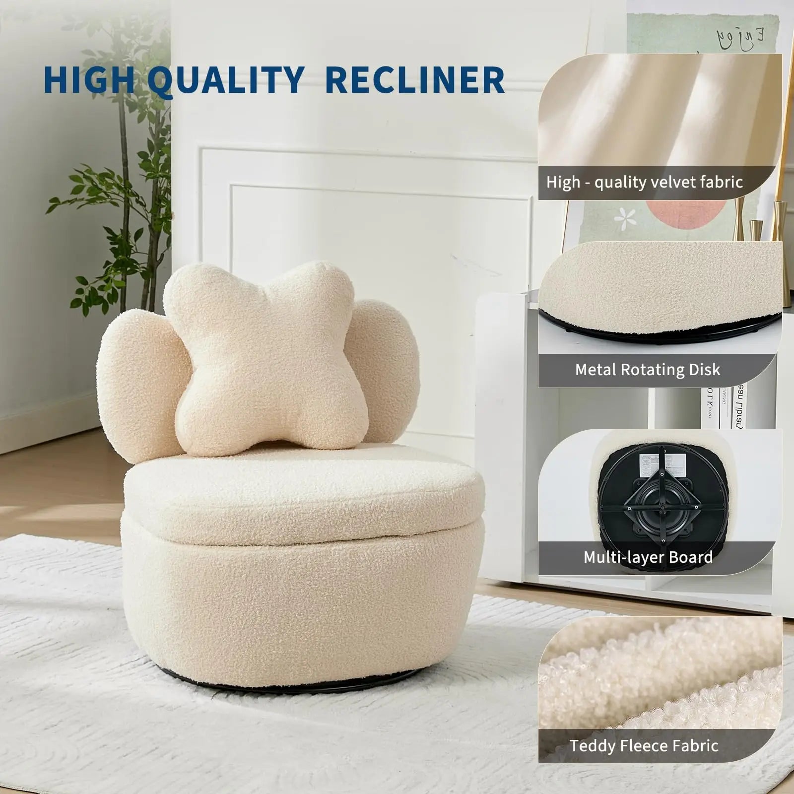 Cozy Curve Swivel Accent Chair with Hidden Storage
