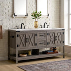 Heritage Farmhouse 60" Double Sink Bathroom Vanity with Barn Doors